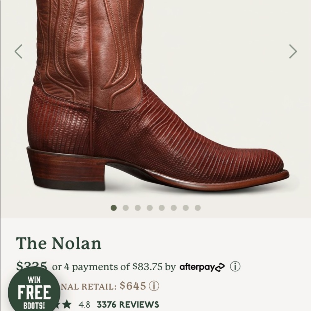 Tecovas 13D lizard cowboy boot. Like New.